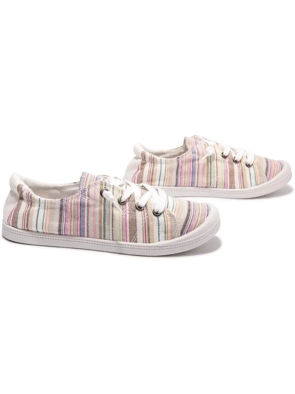 Womens Color Stripe Tennis Shoes Classic Canvas Low Top Athletic Running Sneaker